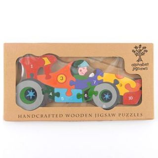 number racing car wooden jigsaw puzzle by the hare and the broom