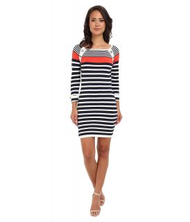 ROMEO & JULIET COUTURE 3/4 Sleeve Knit Striped Dress Womens Dress (Red)