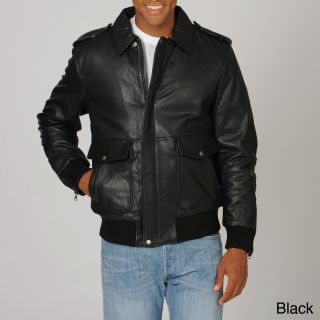 First Manufacturing Co. Inc Whetblu Mens Mahogany Classic Bomber Leather Jacket Black Size XL