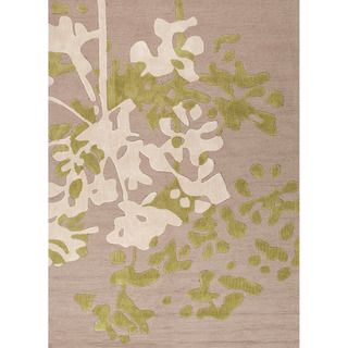 Hand tufted Transitional Floral Pattern Ivory Rug (76 X 96)