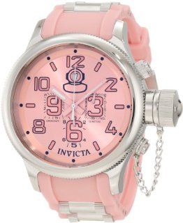 Invicta Men's 1351 Russian Diver Chronograph Pink Dial Pink Polyurethane Watch Invicta Watches