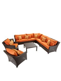 Tikka Collection Sectional Sofa and Club Chairs Set (9 PC) by RST Outdoor