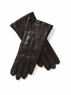 Leather Woven Detail Gloves by Portolano