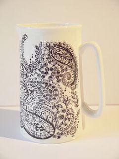 bone china jug paisley design, medium by victoria mae designs
