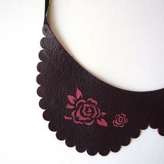 folk style collar necklace in leather by afterward by wendy ward