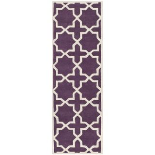 Contemporary Handmade Moroccan Purple Wool Rug (23 X 7)