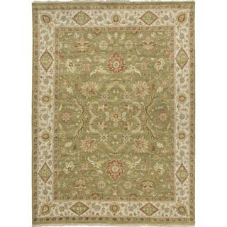 Hand knotted Green Oriental Pattern Wool Rug (8 X10)