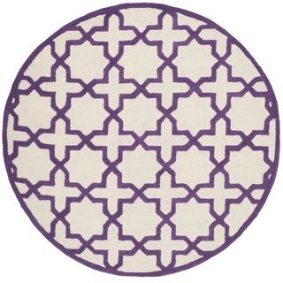 Safavieh Handmade Moroccan Cambridge Ivory/ Purple Wool Rug (6 Round)