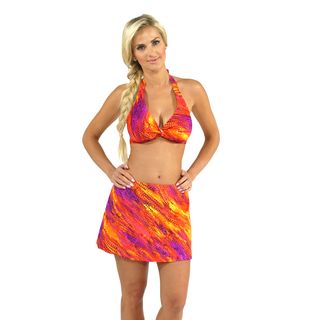 Sunset Swim Sunset Swim Twist Halter With Swim Skirt In Sun Beams Multi Size L (12  14)