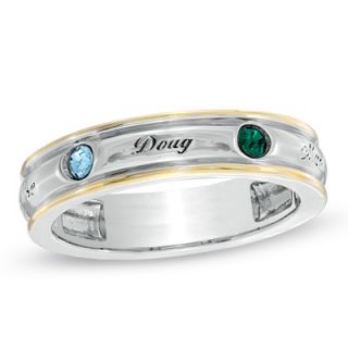 Mothers Birthstone Band in Sterling Silver and 18K Gold Plate (2 7