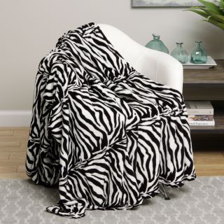 Plazatex Zebra Microplush Blanket Black Size Twin