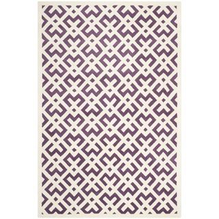 Handmade Moroccan White and purple Wool Rug (8 X 10)