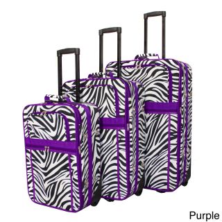 World Traveler Designer Zebra Prints 3 piece Expandable Luggage Set
