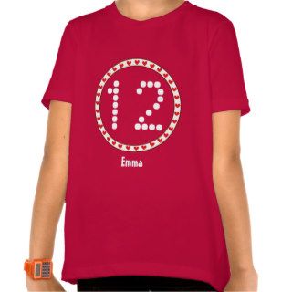 12th Birthday Hearts Circle Dots Number V03 T Shirts