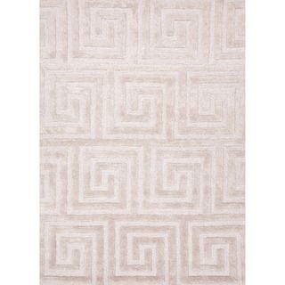 Ivory Hand tufted Contemporary Geometric pattern Area Rug (5 X 8)