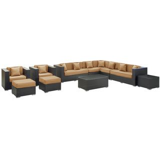 Cohesion Outdoor Rattan 11 piece Set In Espresso With Mocha Cushions