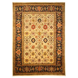 Hand Knotted Wool Ivory Super Mahal Rug (10 X14)