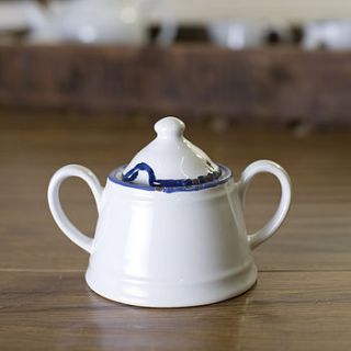 enamel 'canteen' sugar pot by the orchard