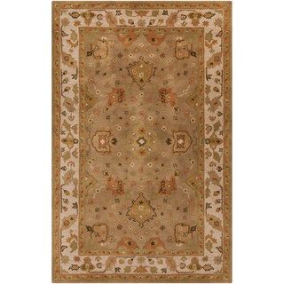 Hand tufted Prince Gold Classic Floral Border Area Rug (5 X 8)