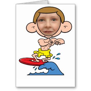 Funny Surfer Photo Face Template Cards
