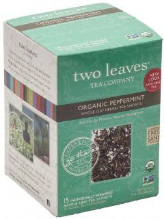 Two Leaves and A Bud Organic Peppermint Herbal Tea  Grocery Tea Sampler  Grocery & Gourmet Food