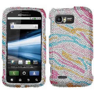 AT&T Motorola Atrix 2 MB865 Diamond Crystal Bling Protector Case   Colorful Zebra Cell Phones & Accessories