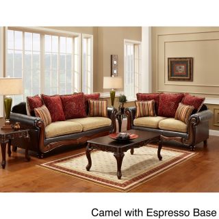 Furniture Of America Senous 2 piece Caramel Espresso Sofa Set
