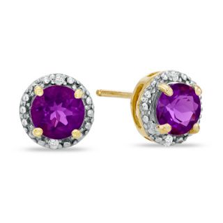 0mm Lab Created Alexandrite and Diamond Accent Frame Stud Earrings