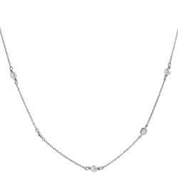 Silvertone Cubic Zirconia and Faux Pearl Necklace Tressa Pearl Necklaces