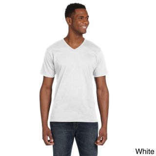 Anvil Mens Ringspun V neck Short sleeve T shirt White Size XXL