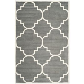 Handmade Moroccan Geometric Dark Grey Wool Rug (6 X 9)