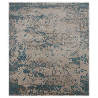 Hand knotted Ivory Abstract Wool Rug (10 X 14)