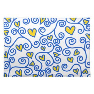 Shabby Chic Cartoon Love Heart Swirl Pattern Place Mat