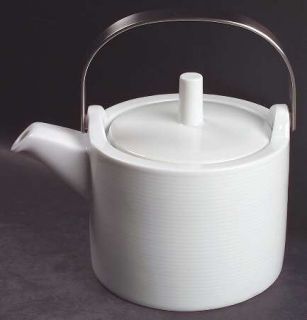 Thomas Loft White Tea/Coffee Pot & Lid, Fine China Dinnerware   All White, Round