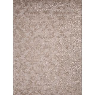 Hand tufted Transitional Floral pattern Gray/ Black Area Rug (5 X 8)