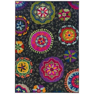 Vibrant Floral Grey And Multicolored Area Rug (4 X 59)