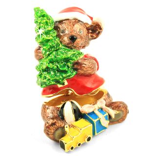 Objet d'art 'Santa's Little Helper' Santa Bear Trinket Box Collectible Figurines