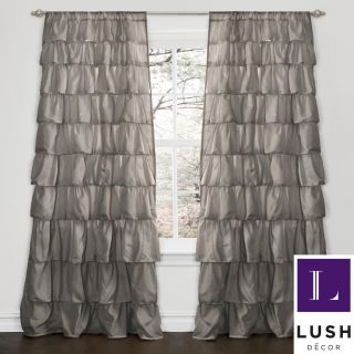 Lush Decor Grey 84 inch Ruffle Curtain Panel