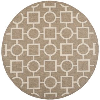 Safavieh Indoor/ Outdoor Courtyard Squares And Circles Brown/ Bone Rug (710 Round)