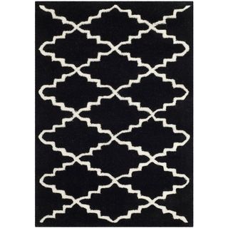 Handmade Moroccan Black and white Wool Rug (2 X 3)