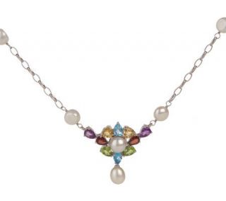 Ross Simons Sterling Adjustable Multi gemstone Necklace —