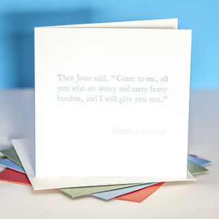 'i will give you rest' bible verse card by belle photo ltd