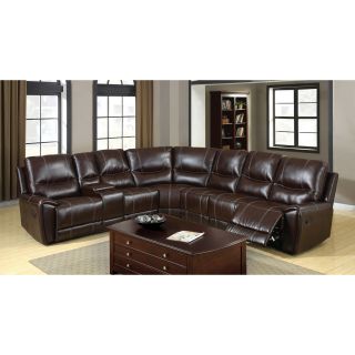 Furniture Of America Dotti All in one Contemporary Brown Bonded Leather Sectional Set