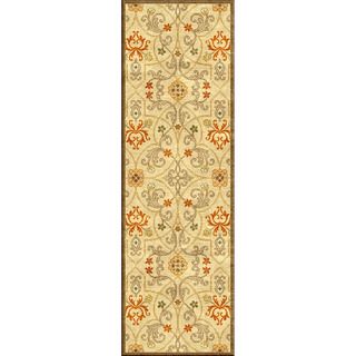 Hand tufted Transitional Oriental Pattern Yellow Rug (26 X 8)