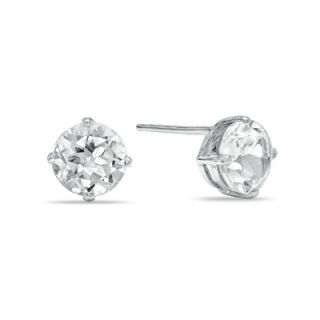 0mm Lab Created White Sapphire Stud Earrings in Sterling Silver