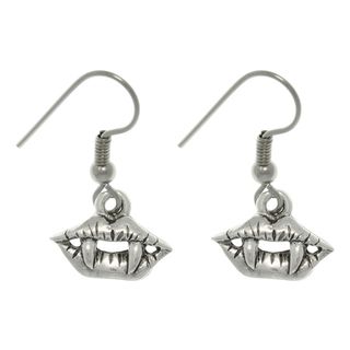 CGC Pewter True Vampire Lip and Fang Earrings Carolina Glamour Collection Pewter Earrings