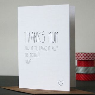 'thanks mum' mother's day card by heidi nicole