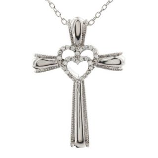 10 CT. T.W. Diamond Cross with Double Heart Center Pendant in