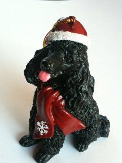 Poodle Snowflake Scarf Resin Ornament Color Black   Decorative Hanging Ornaments