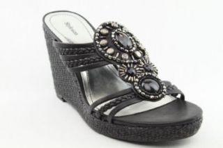 Style & Co Elli Womens Black Open Toe Wedge Sandals Shoes Size 7.5 Shoes